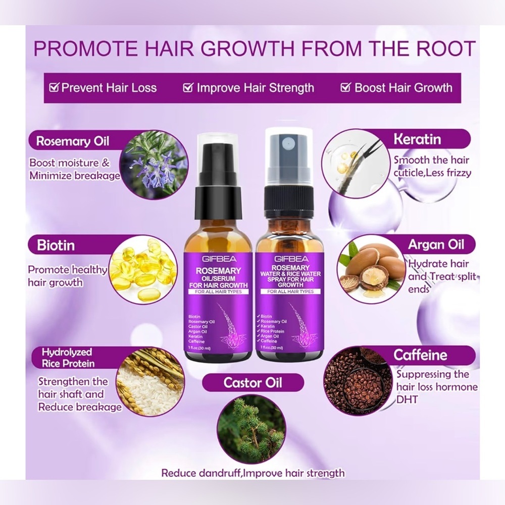 Rosemary Hair Growth Serum and Spray - Purple